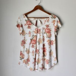 Bobeau Ruffle Sleeve With Bow Back Tee